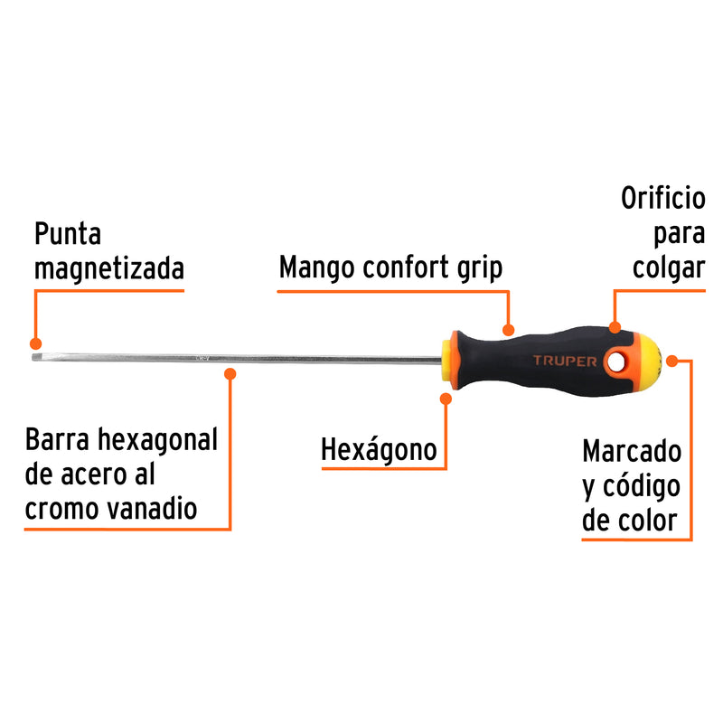 Desarmador cabinet 1/8x6" mango comfort grip