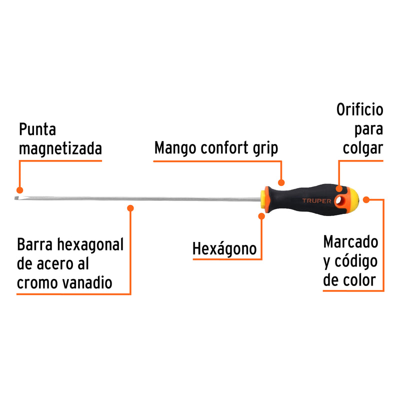 Desarmador cabinet 1/8x8" mango comfort grip