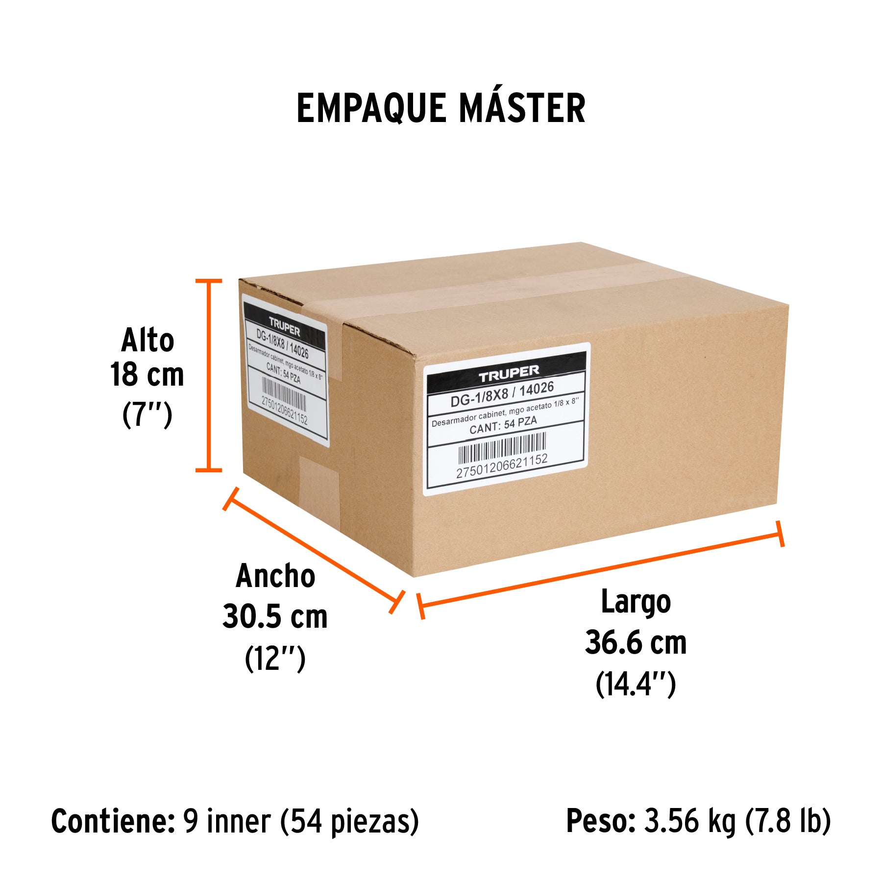 Desarmador cabinet 1/8x8" mango de acetato