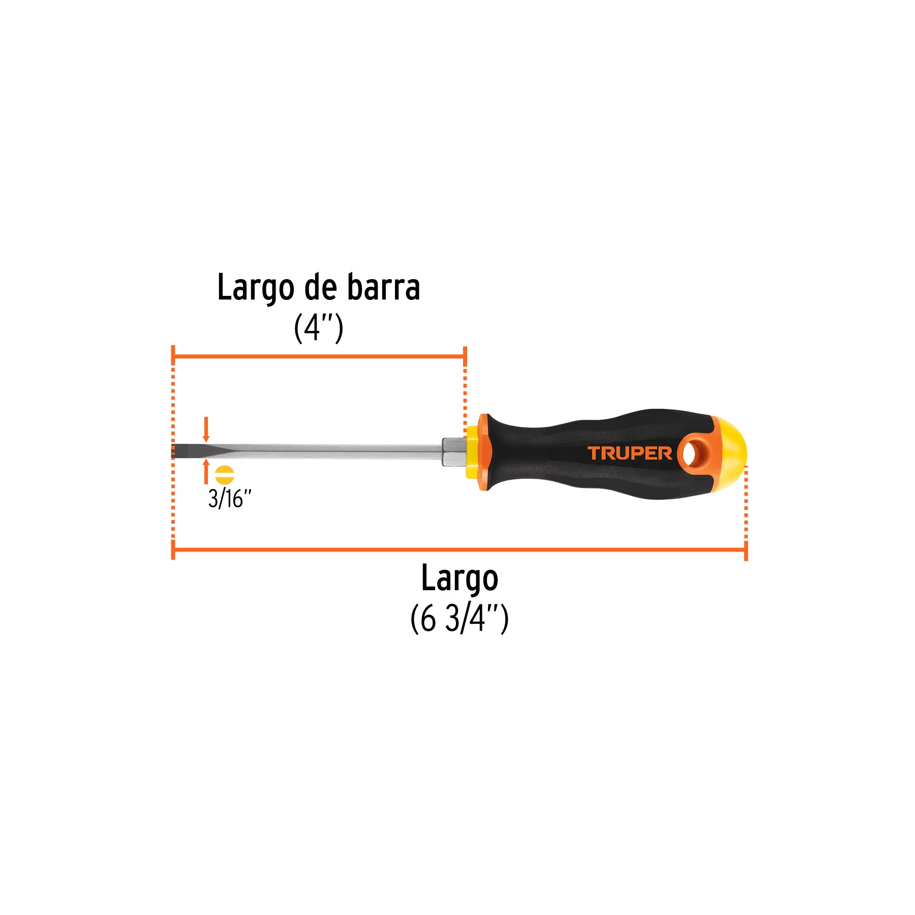 Desarmador cabinet 3/16x4" mango comfort grip
