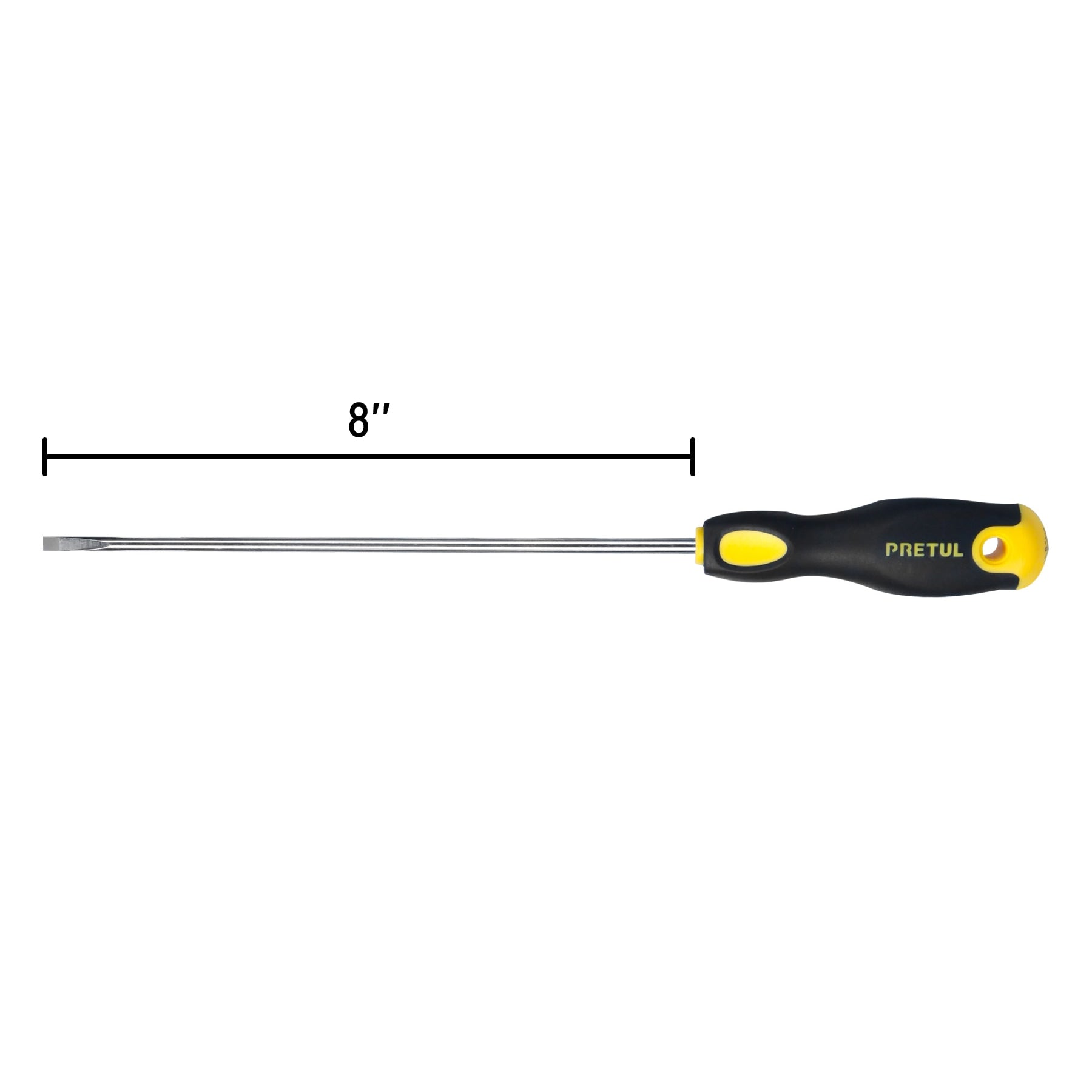 Desarmador cabinet, 3/16 x 8", mango comfort grip, pretul
