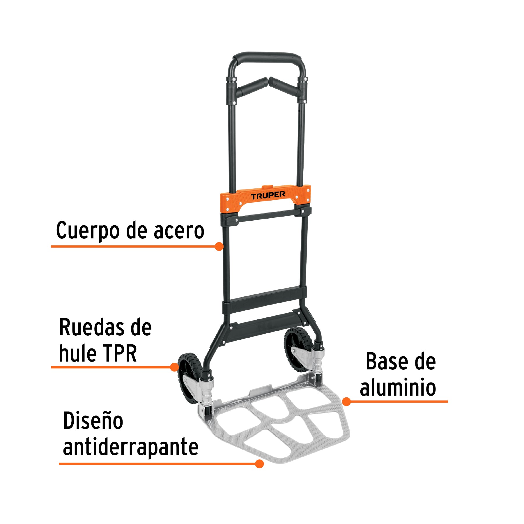 Diablo de carga, plegable, mango abatible, 170 kg, Truper