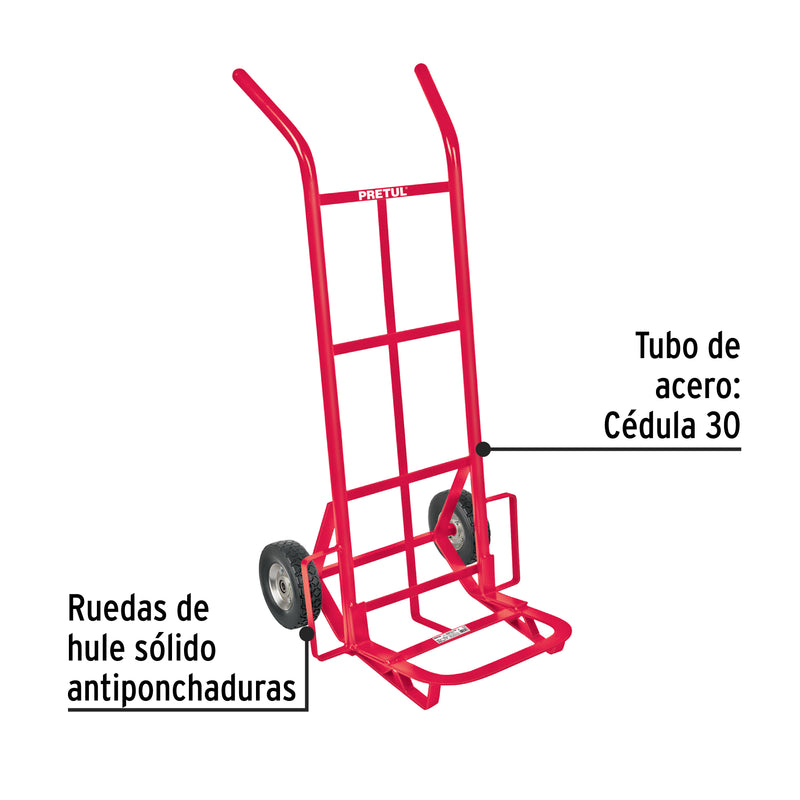 Diablo de carga de 200 kg, ruedas sólidas, balero sencillo