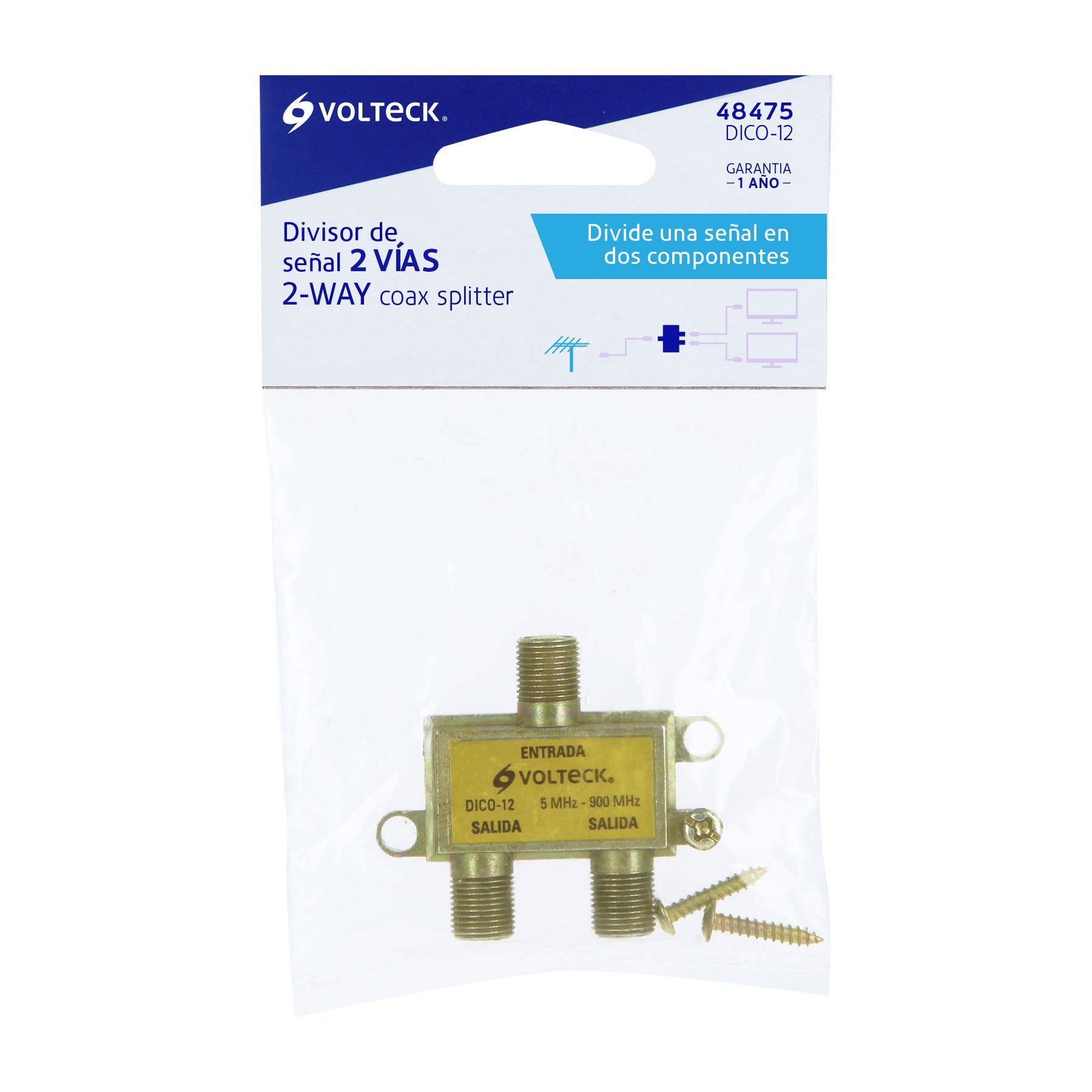 Divisor coaxial de 1 entrada y 2 salidas