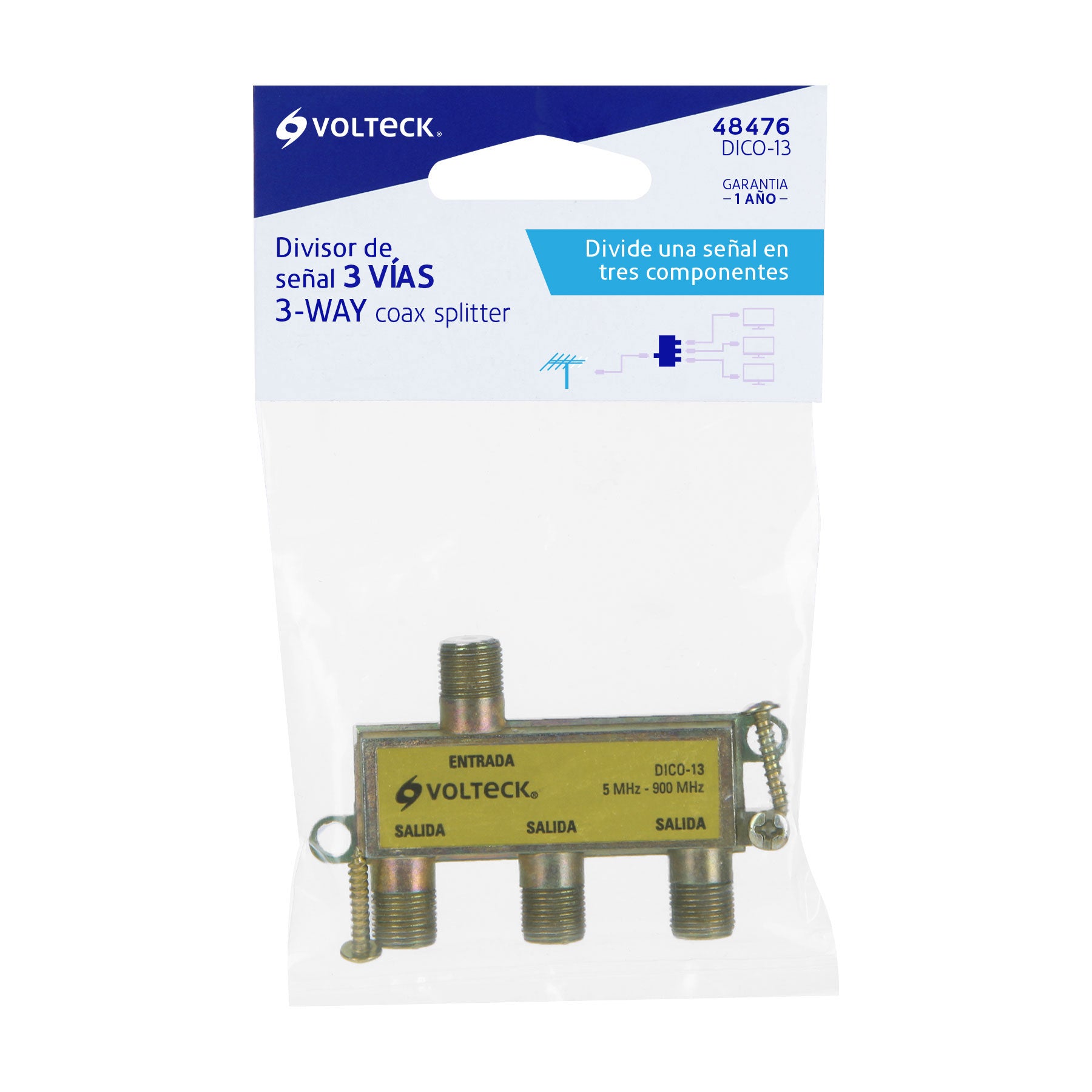 Divisor coaxial de 1 entrada y 3 salidas