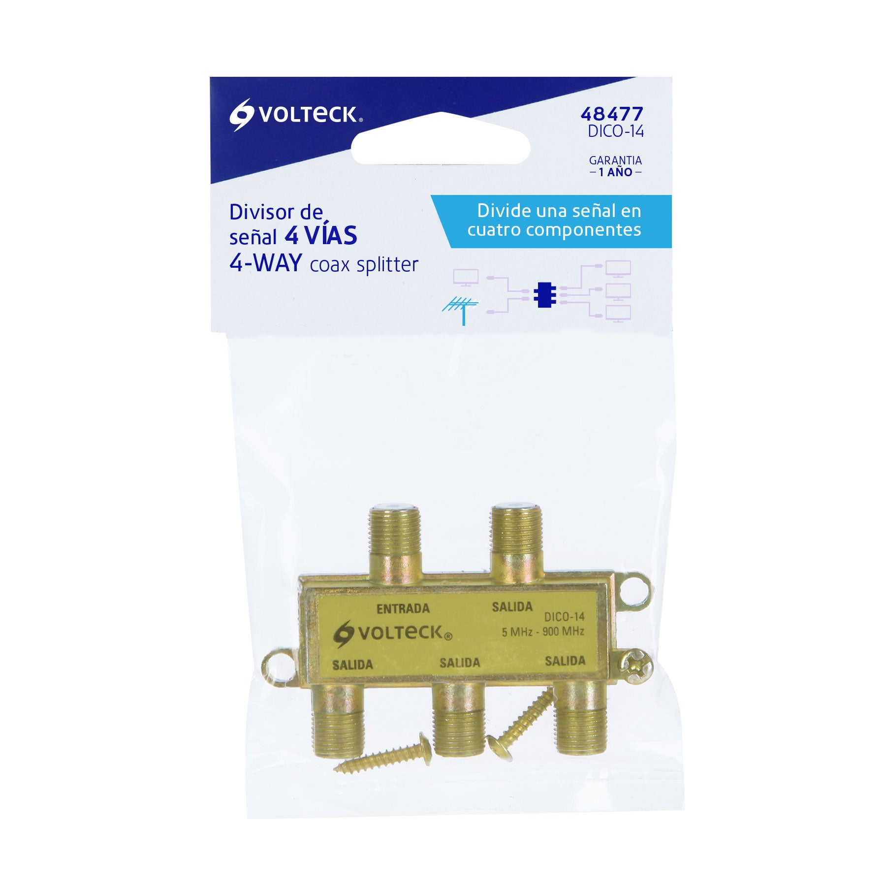 Divisor coaxial de 1 entrada y 4 salidas