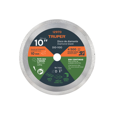 Disco de diamante, rin continuo, 10"