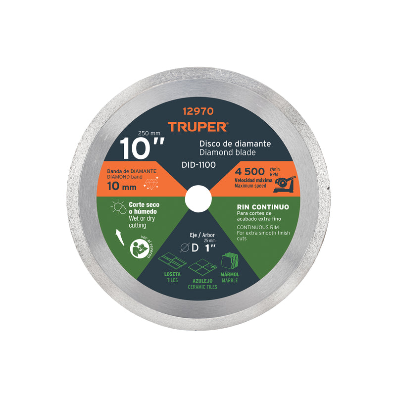 Disco de diamante, rin continuo, 10"