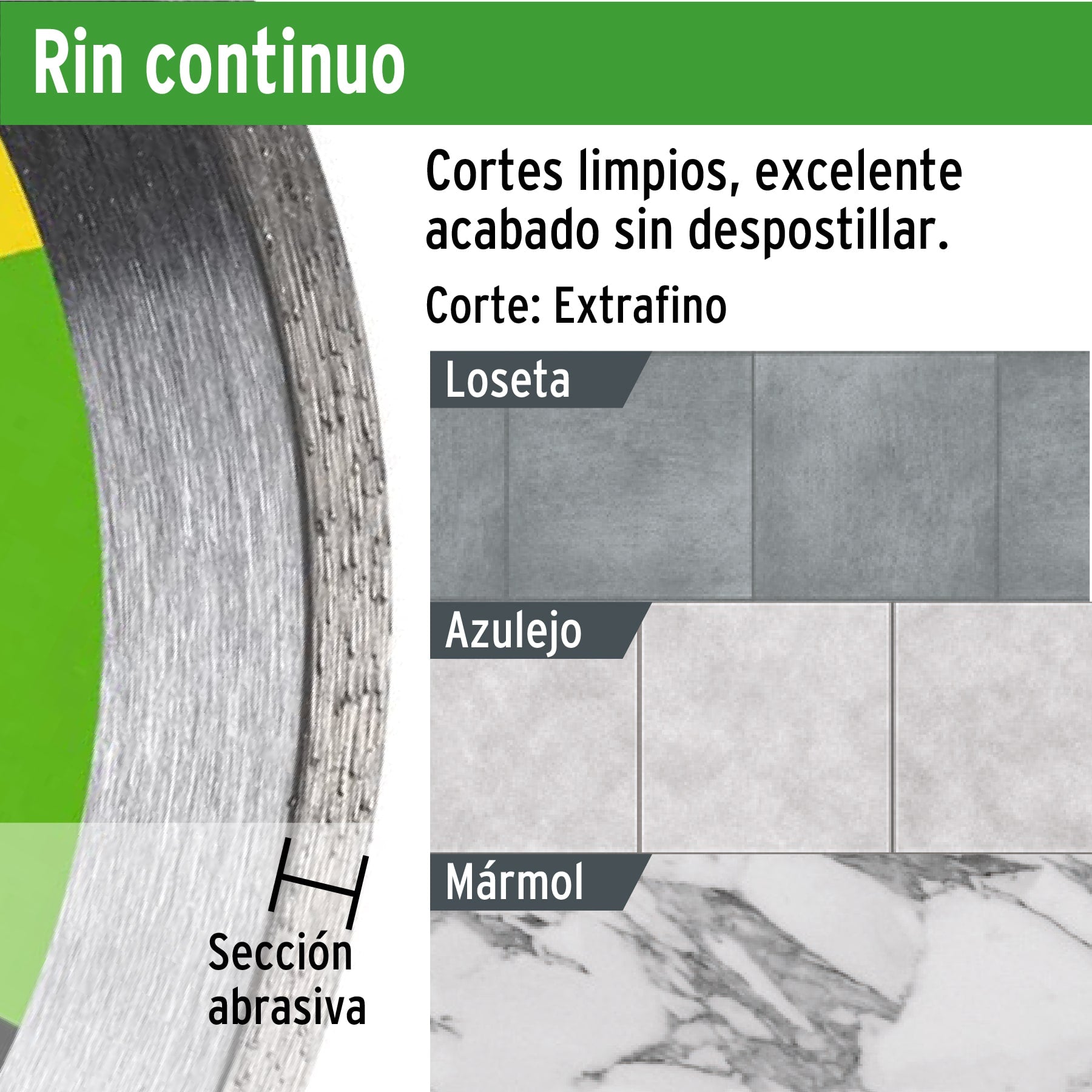 Disco de diamante, rin continuo, 7", Pretul