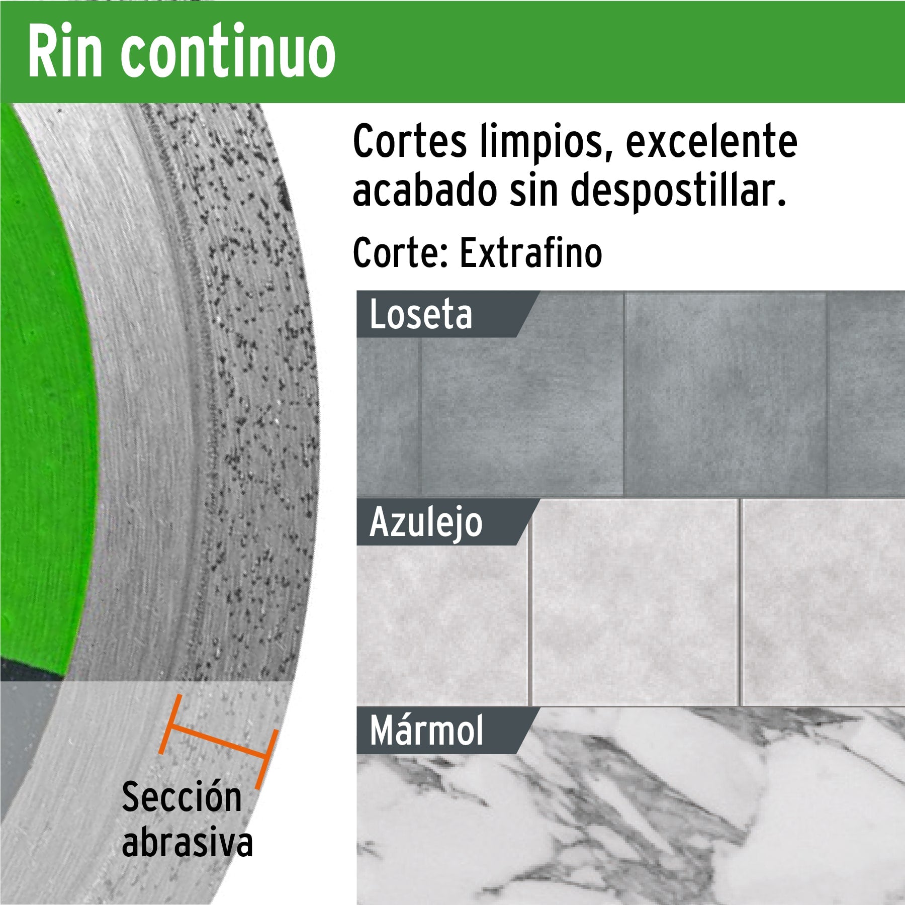 Disco de diamante, rin continuo, 7"