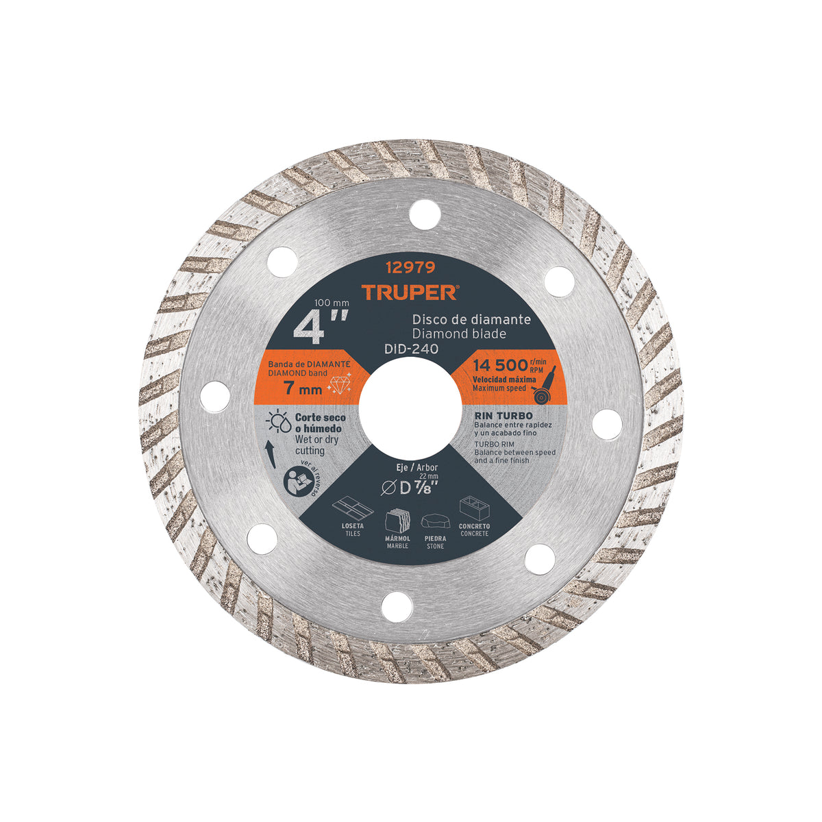 Disco de diamante, rin turbo, 4"
