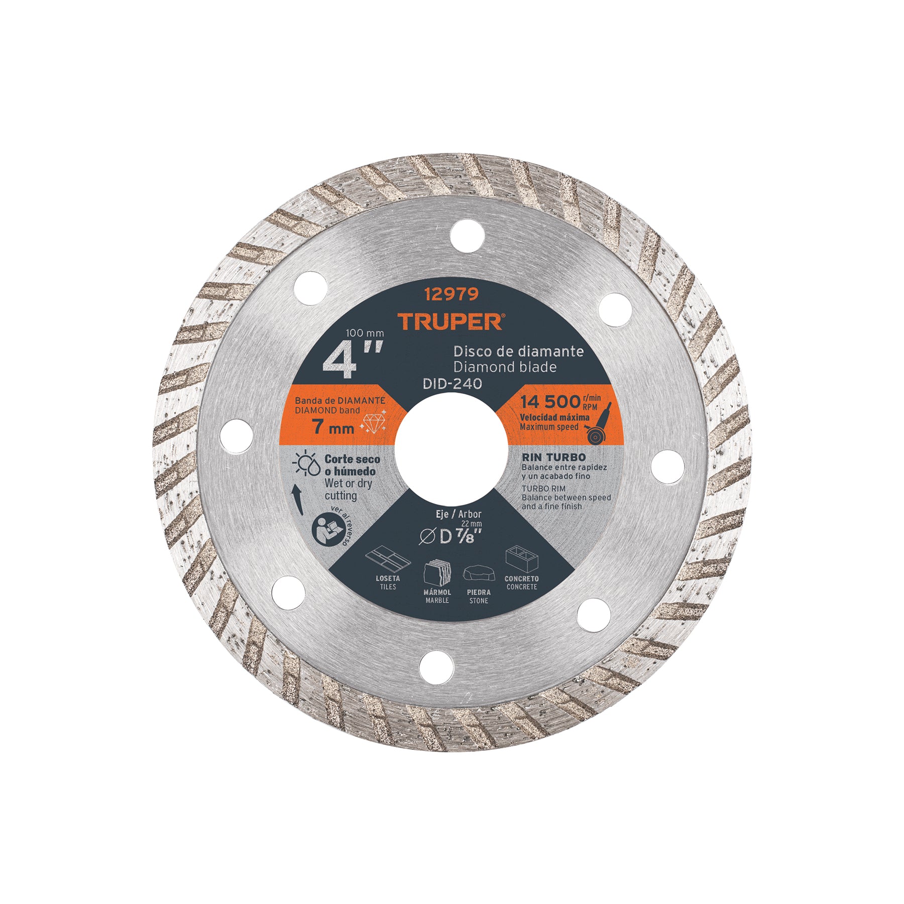 Disco de diamante, rin turbo, 4"