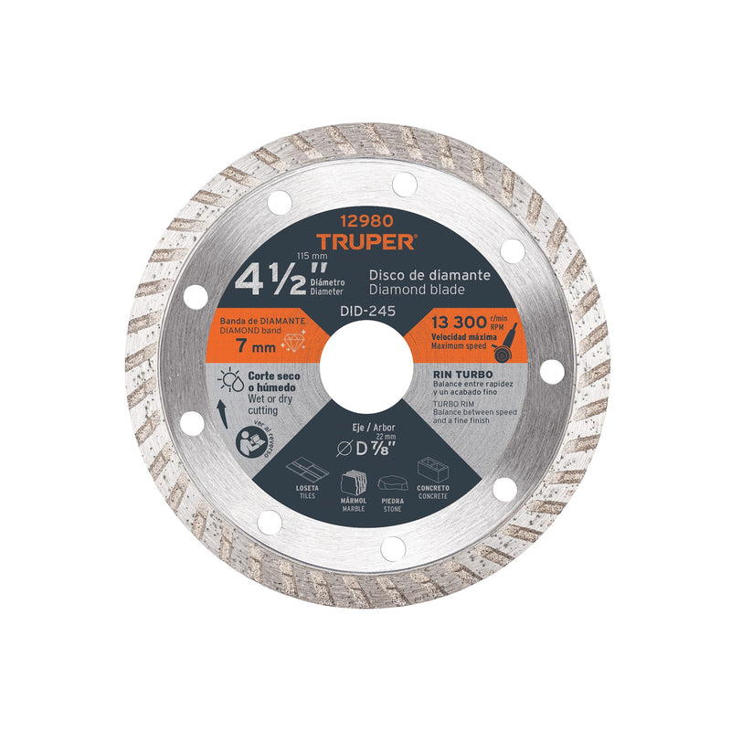 Disco de diamante, rin turbo, 4-1/2"