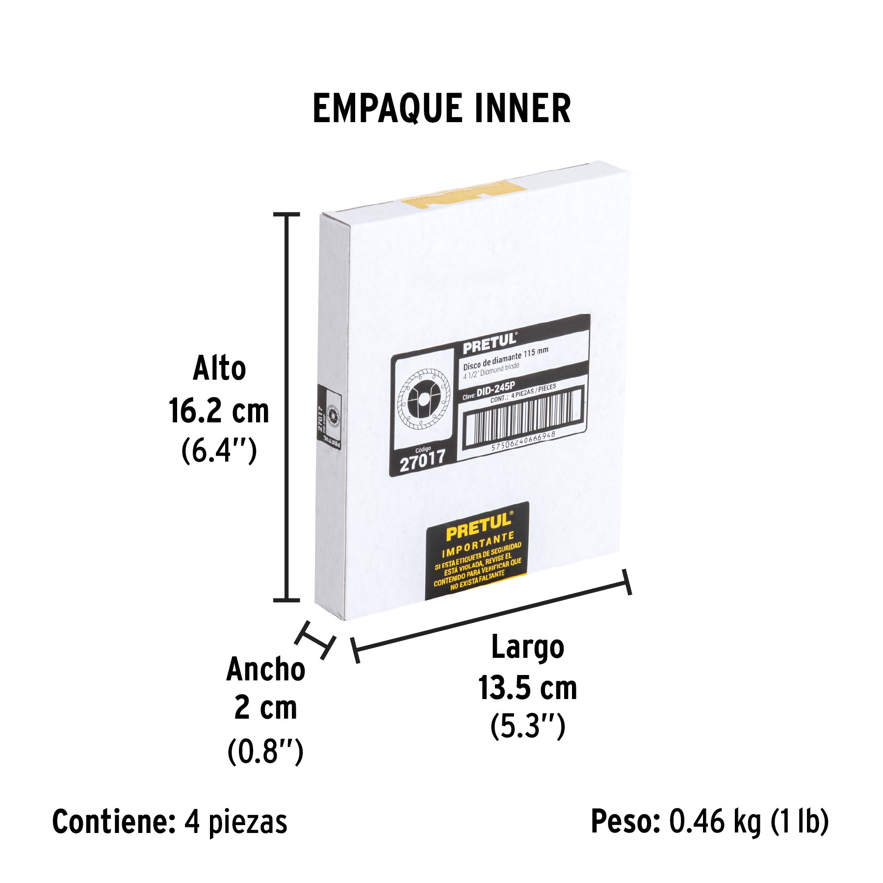 Disco de diamante, rin turbo, 4-1/2", Pretul