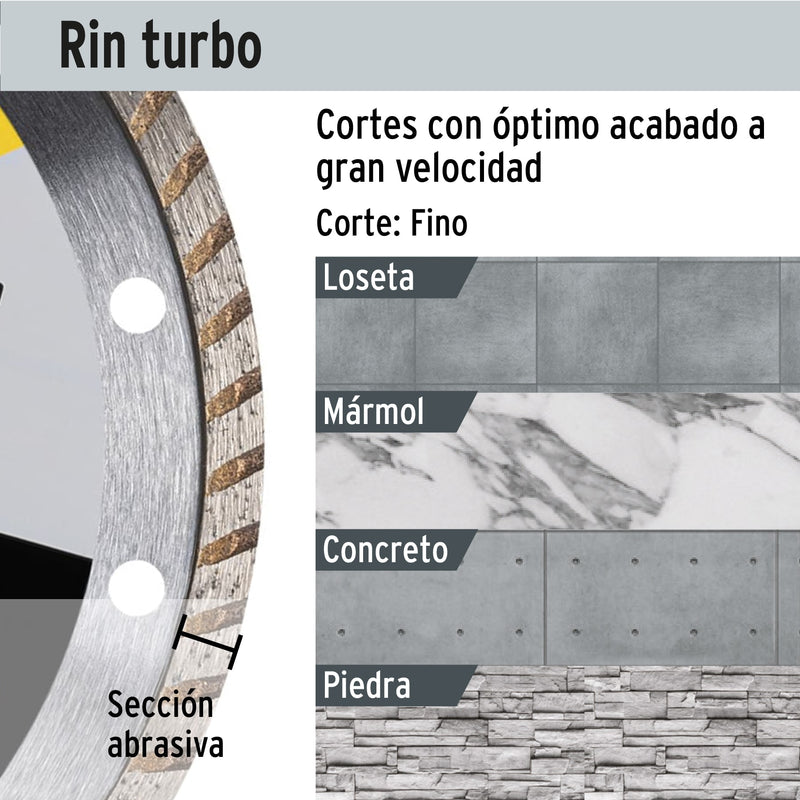 Disco de diamante, rin turbo, 4-1/2", Pretul