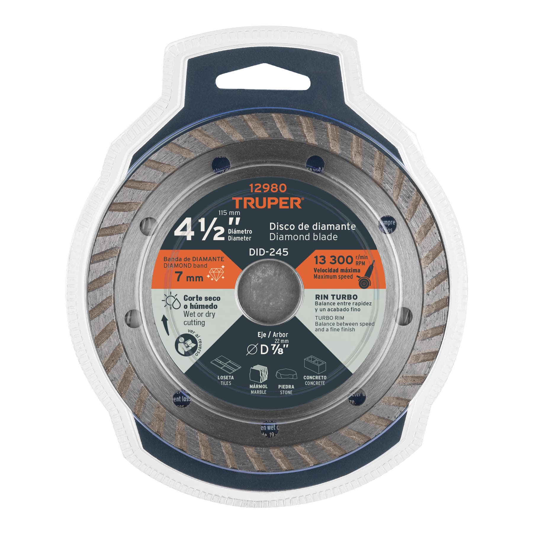 Disco de diamante, rin turbo, 4-1/2"