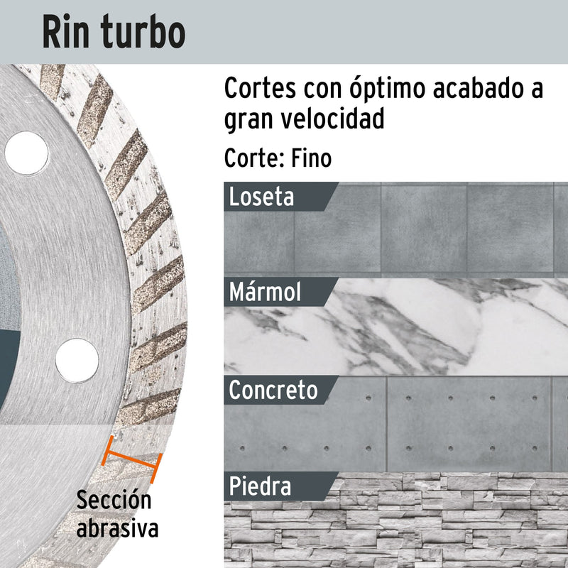 Disco de diamante, rin turbo, 4-1/2"