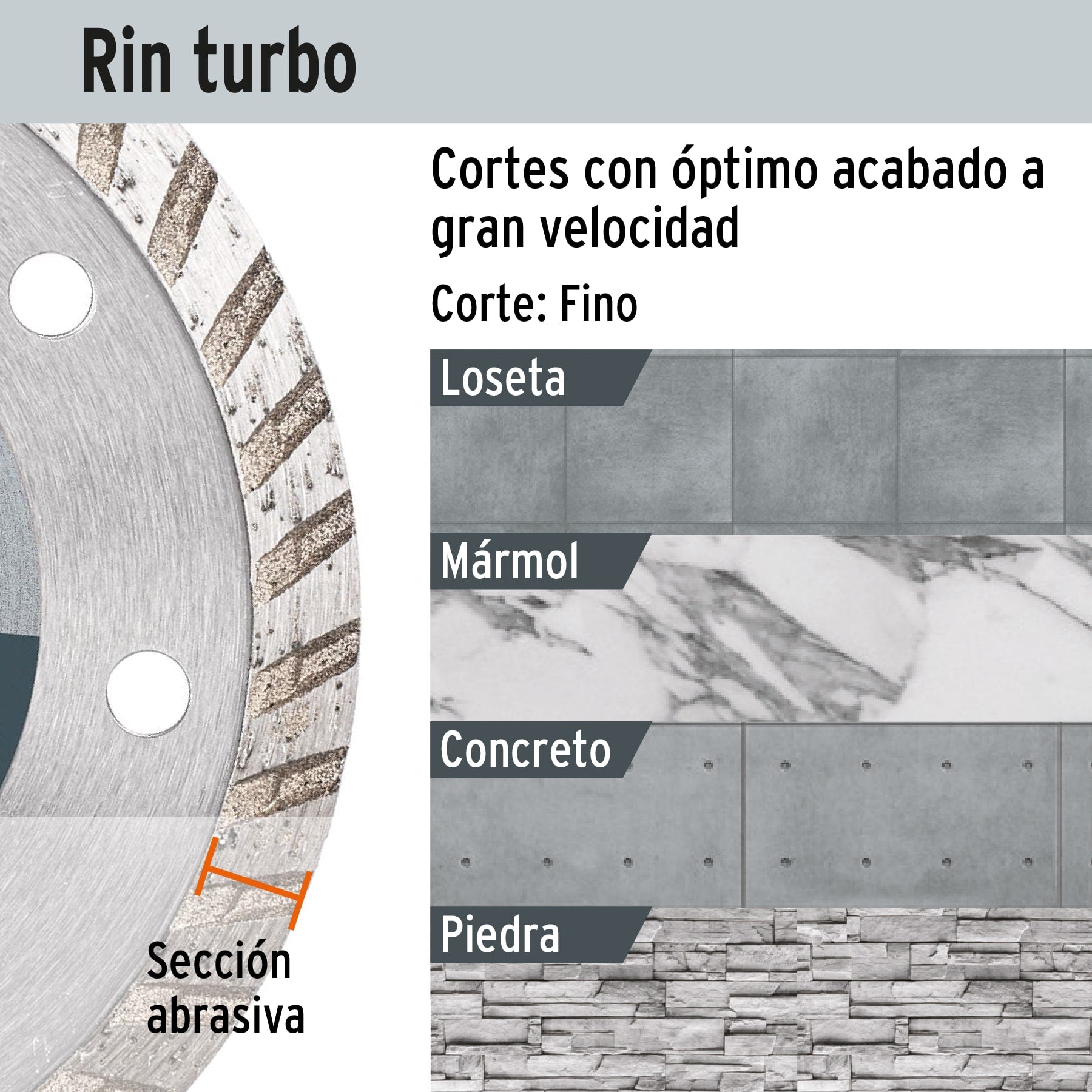 Disco de diamante, rin turbo, 9"