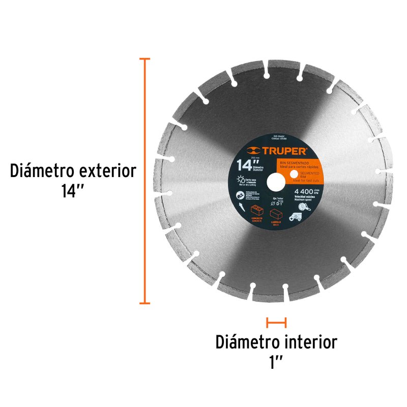 Disco de diamante, 14" para concreto