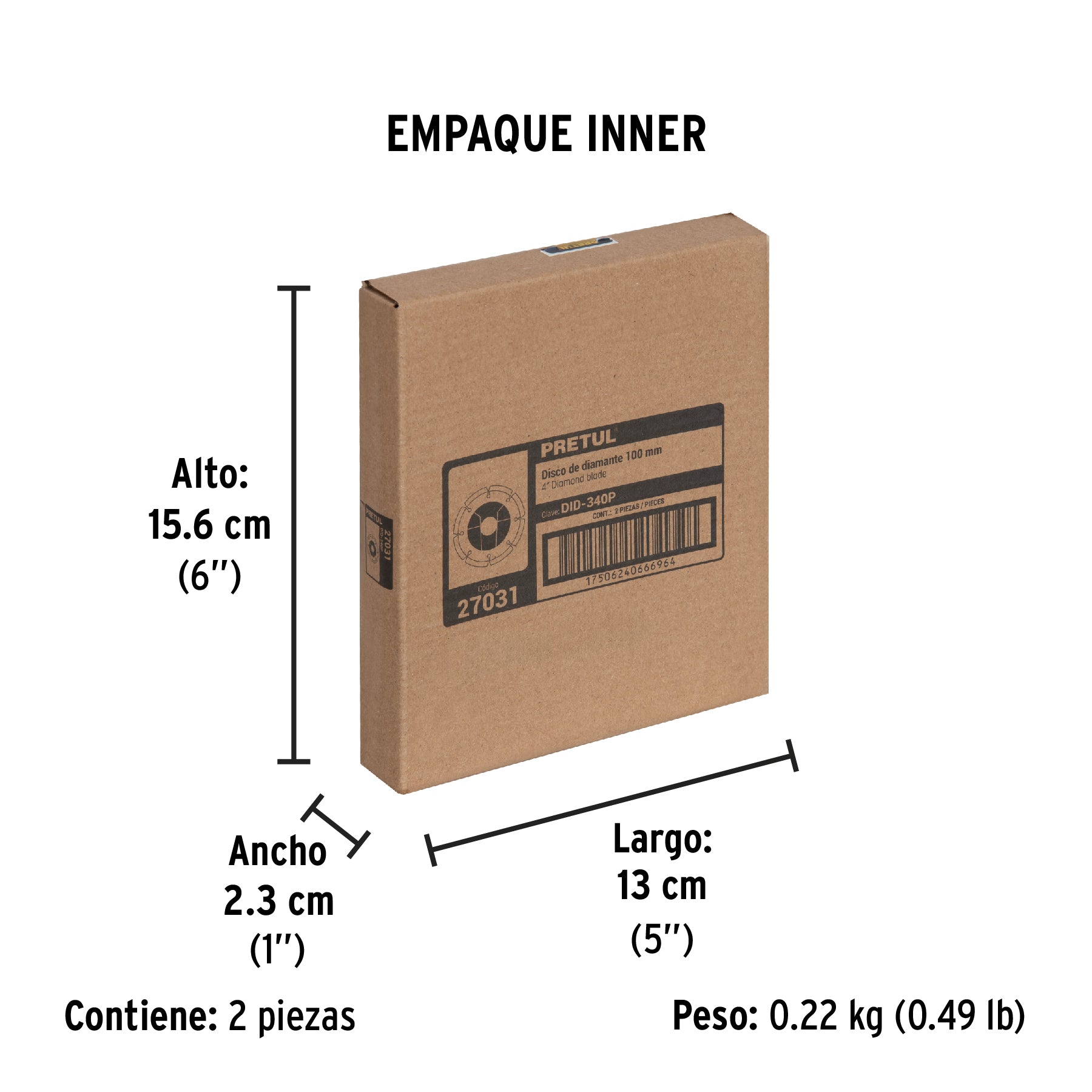 Disco de diamante, rin segmentado, 4", Pretul