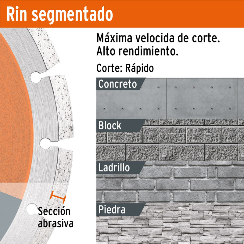 Disco de diamante, rin segmentado, 4"