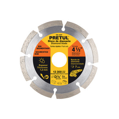 Disco de diamante, rin segmentado, 4-1/2", Pretul