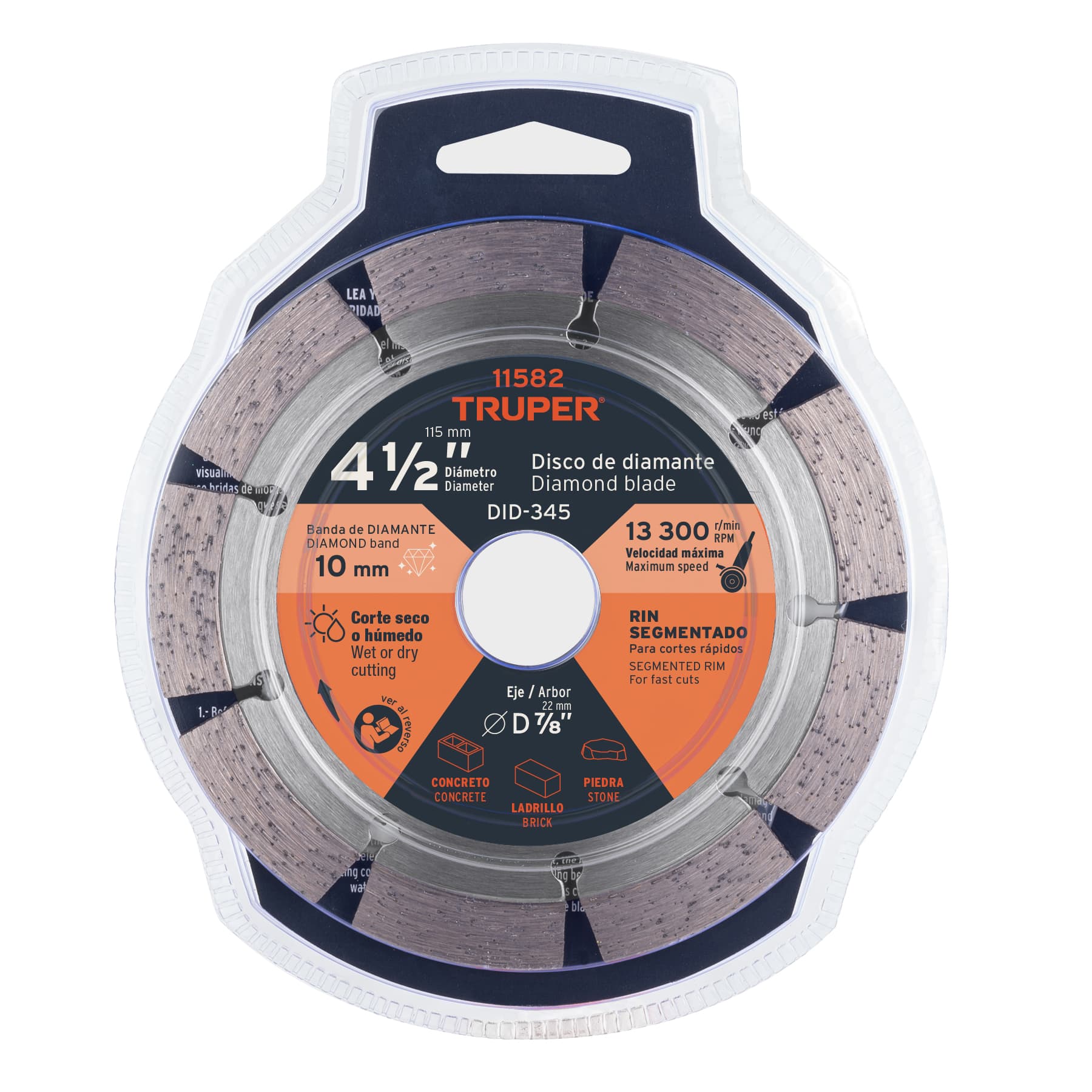 Disco de diamante, rin segmentado, 4-1/2"