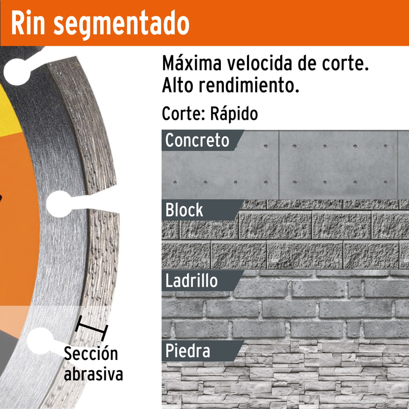 Disco de diamante, rin segmentado, 7", Pretul