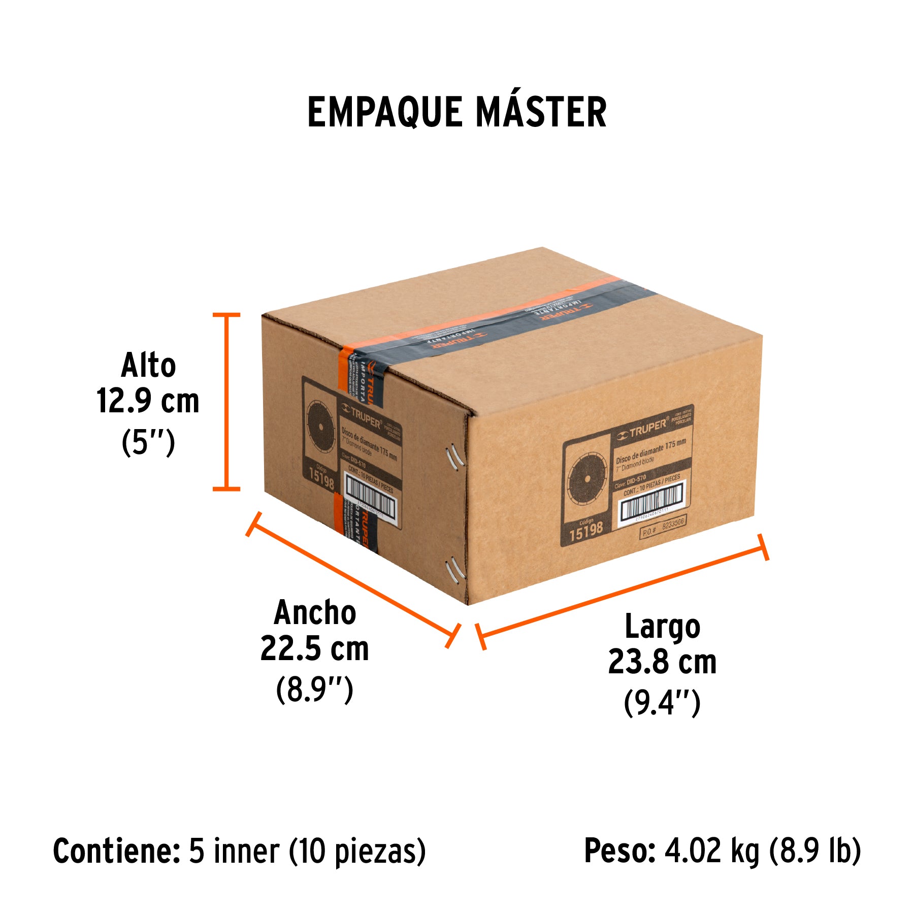 Disco de diamante, rin continuo, 7" para corte porcelanato