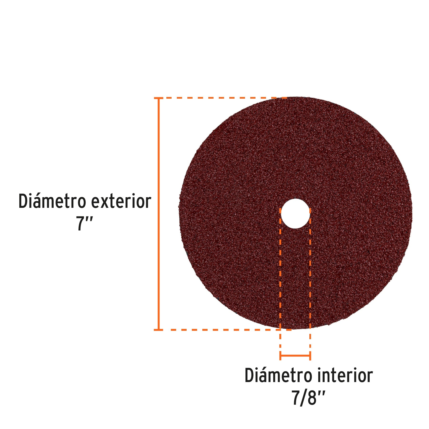 Disco de lija de 7" con respaldo de fibra, grano 36