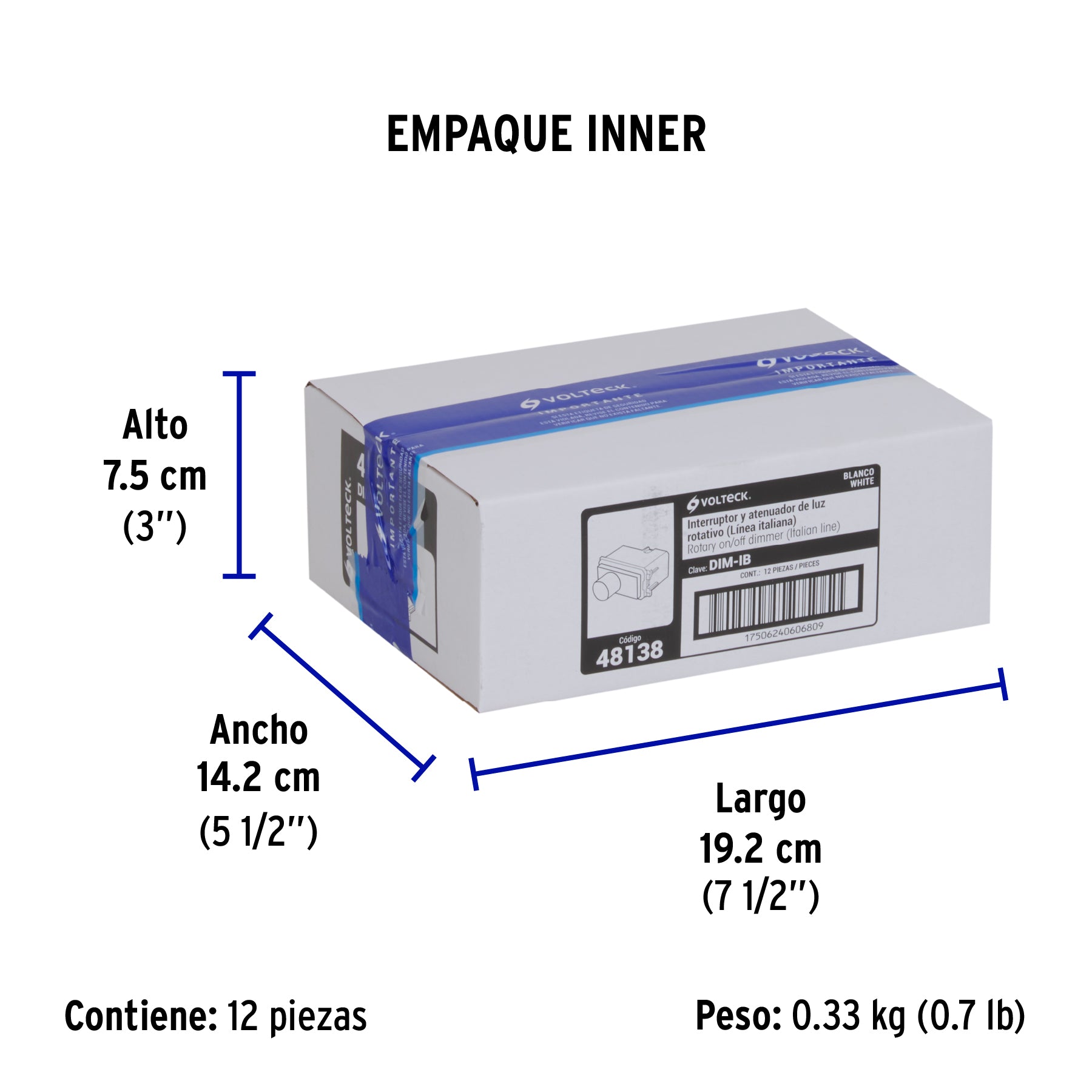 Dimmer giratorio, línea Italiana, color blanco
