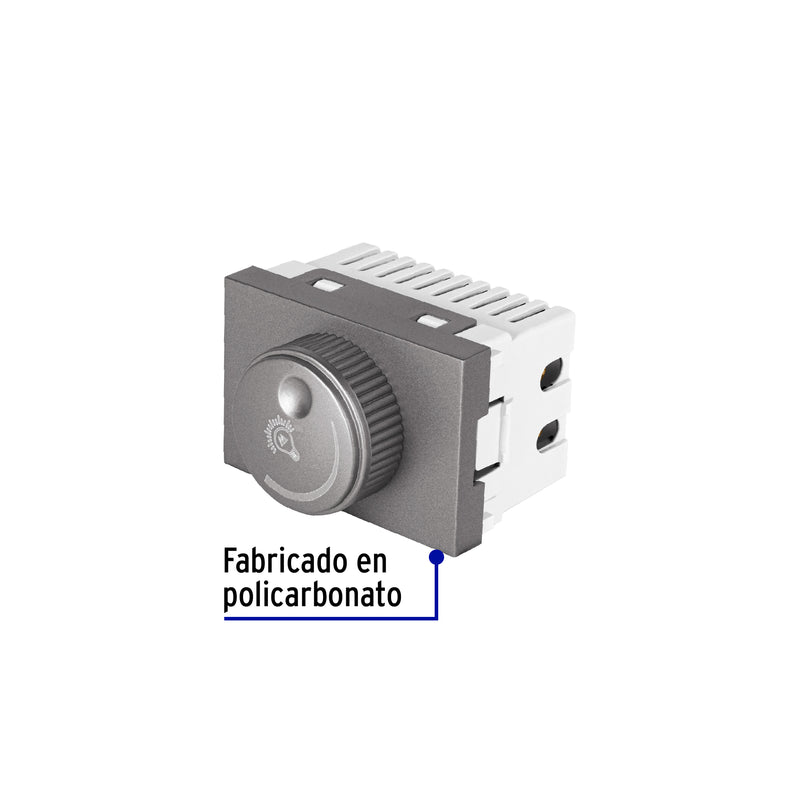 Dimmer giratorio acero inox de 1.5 módulos, línea Lisboa