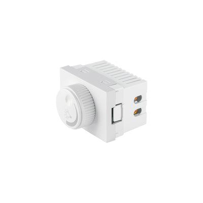 Dimmer giratorio blanco de 1.5 módulos, línea Lisboa