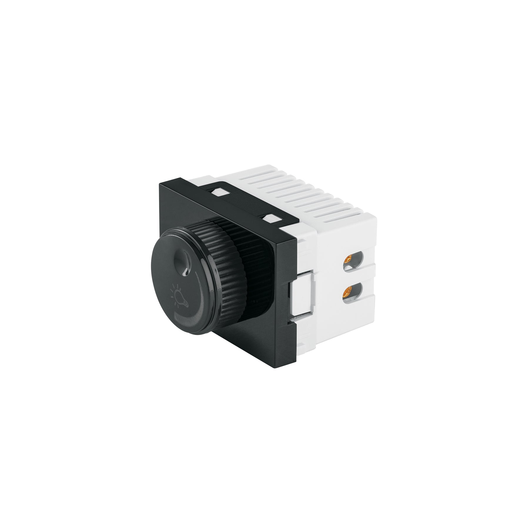 Dimmer giratorio negro de 1.5 módulos, línea Lisboa, Volteck
