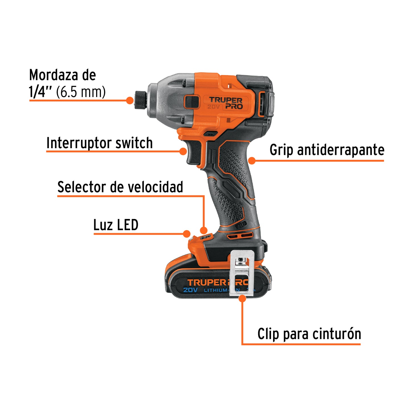 Destornillador impacto inal. 1/4', 20V, 1 bat.2Ah,1 carg.PRO