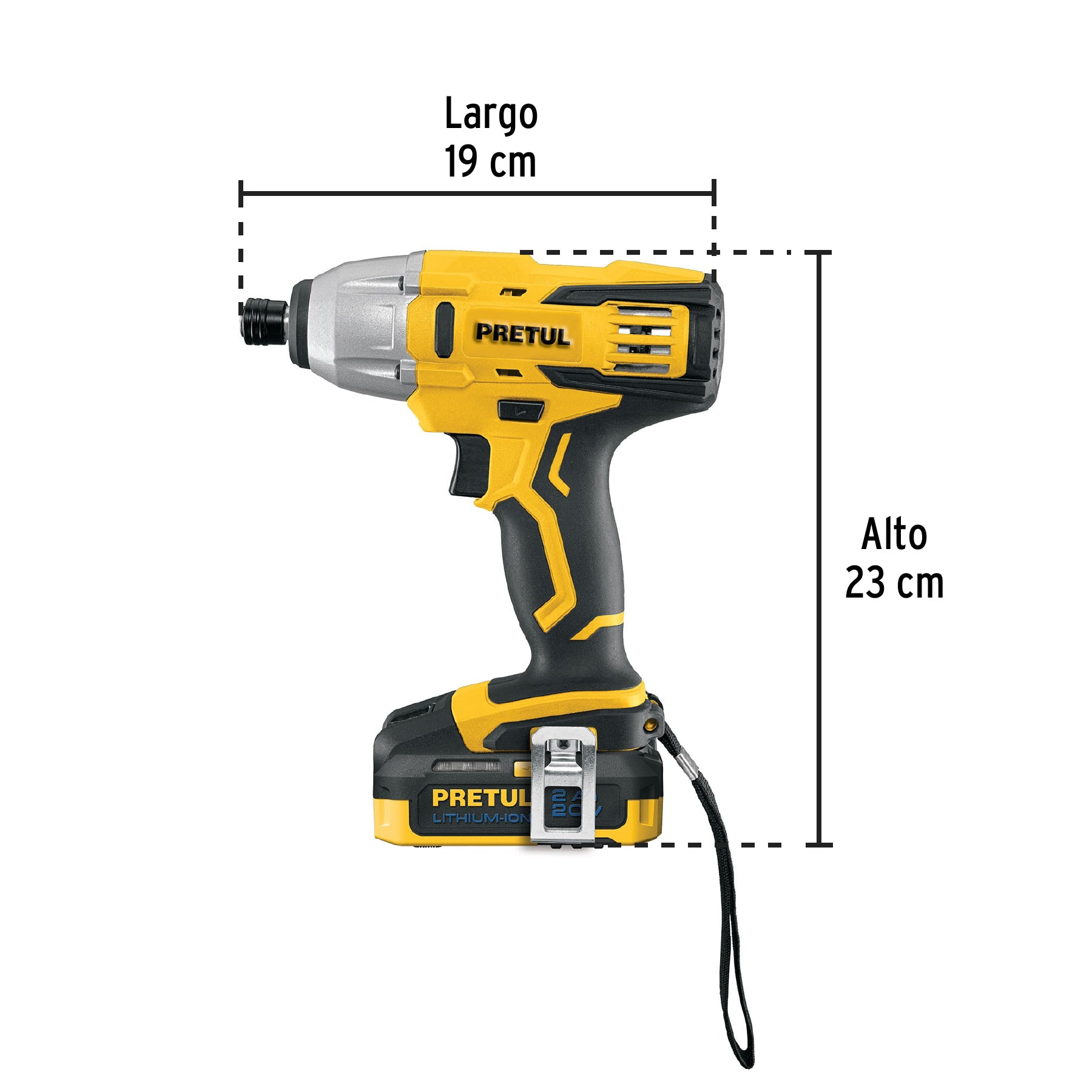 Destornillador de impacto inalámbrico 1/4', 20 V, Pretul