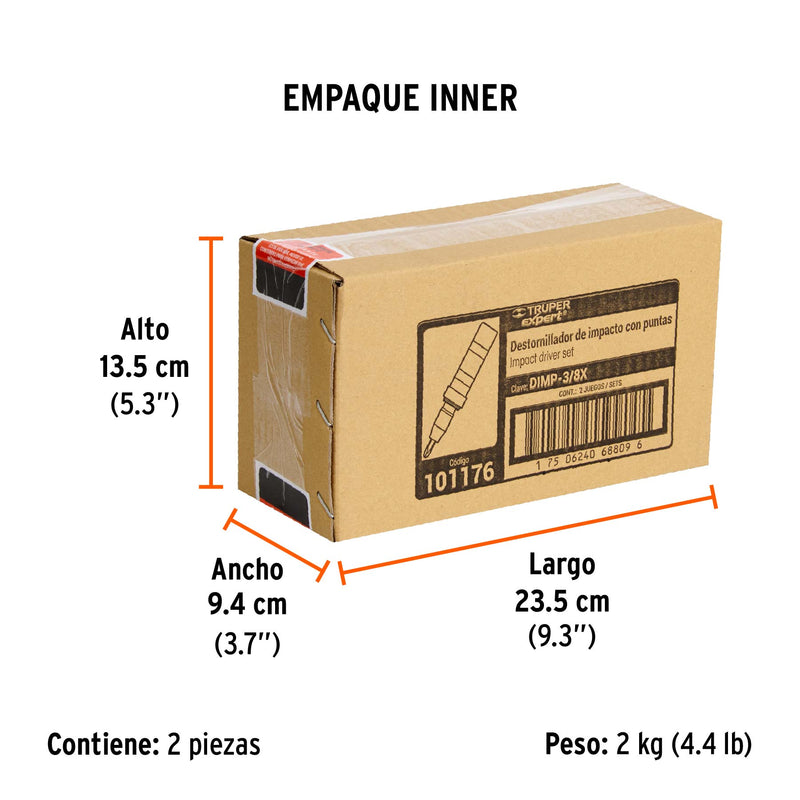 Juego de desarmador de impacto y 4 puntas 3/8' S2, Expert