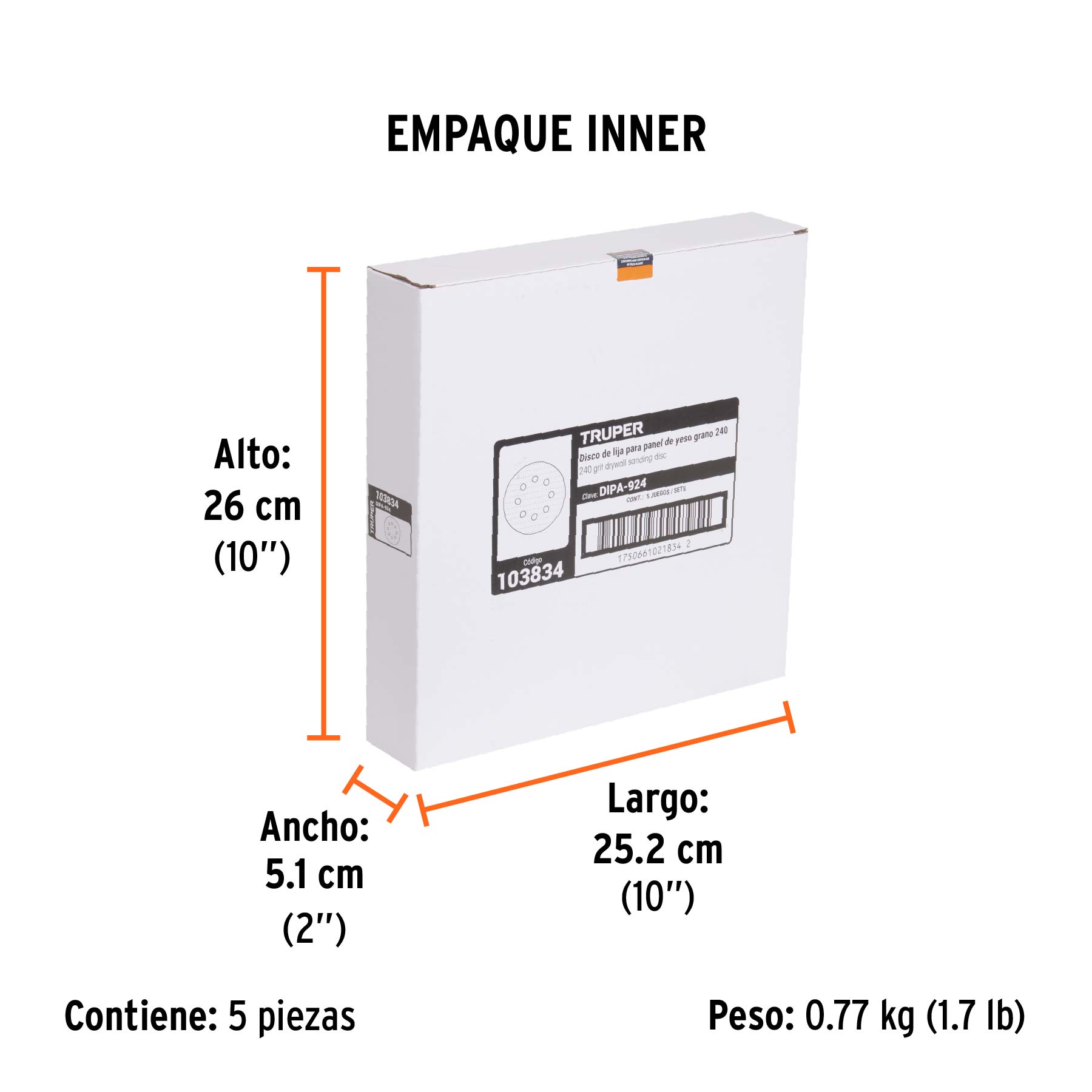 Paquete con 5 discos de lija 9' grano 240, para LIPA-9A