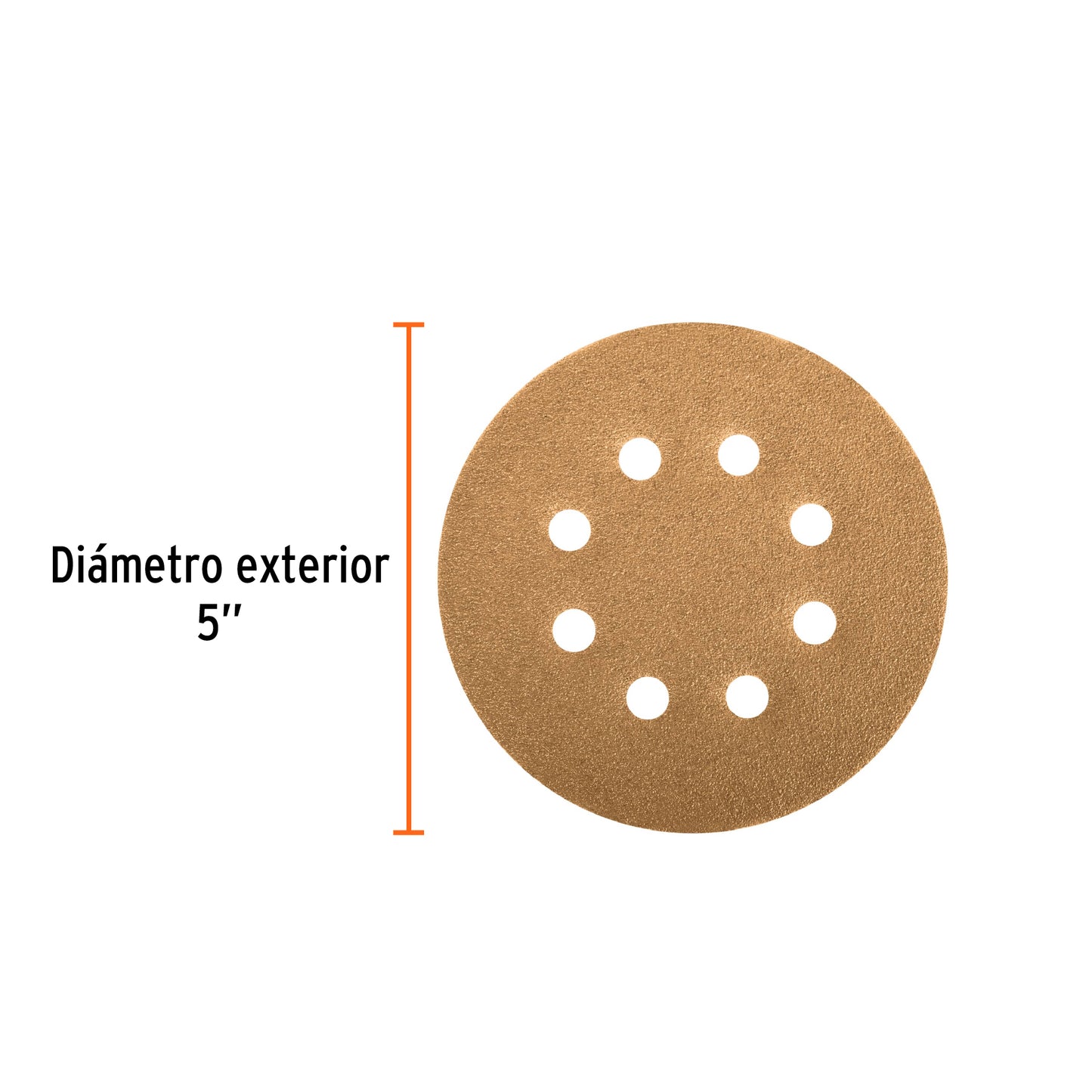 Discos de lija roto orbital 5",grano 120, 8 orificios, 5pzas