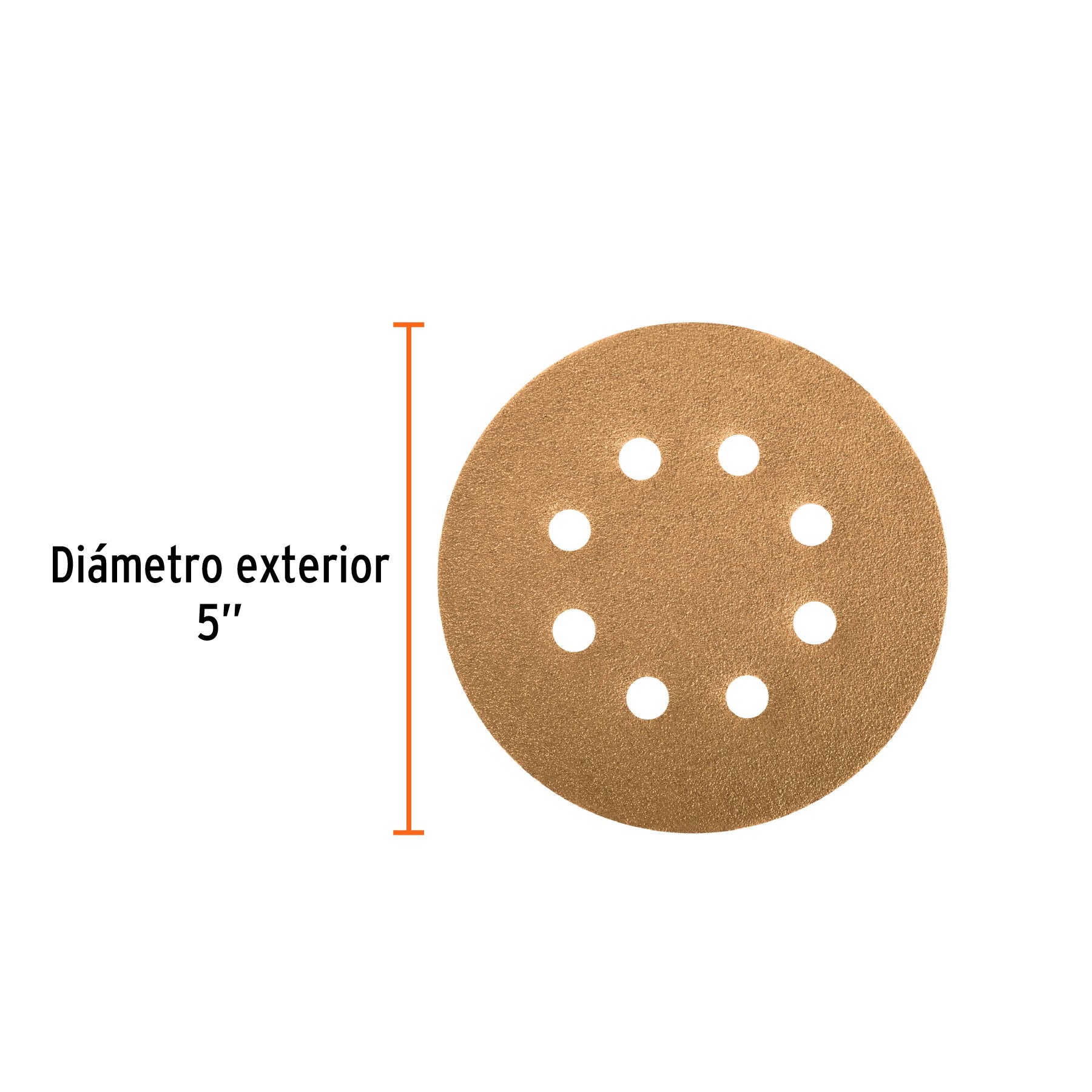 Discos de lija roto orbital 5",grano 120, 8 orificios, 5pzas