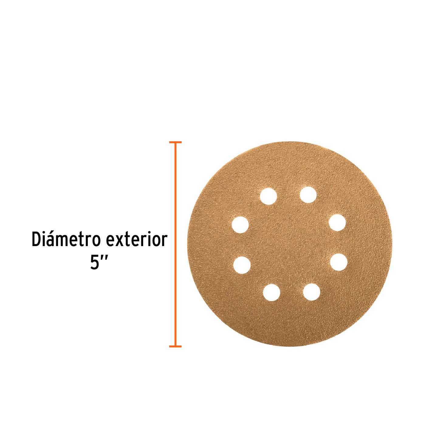 Discos de lija roto orbital 5",grano 240, 8 orificios, 5pzas