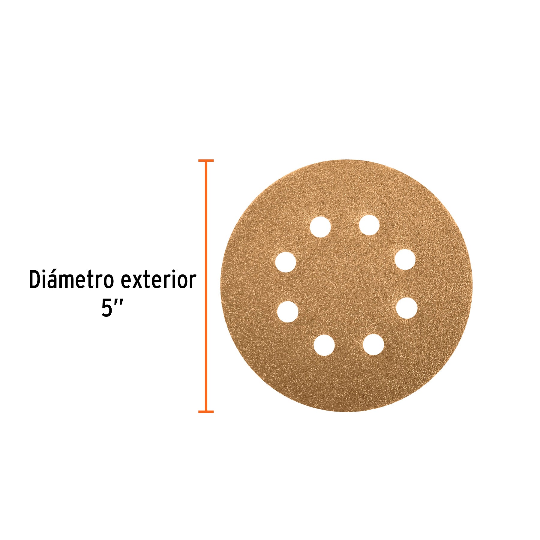 Discos de lija roto orbital 5",grano 320, 8 orificios, 5pzas
