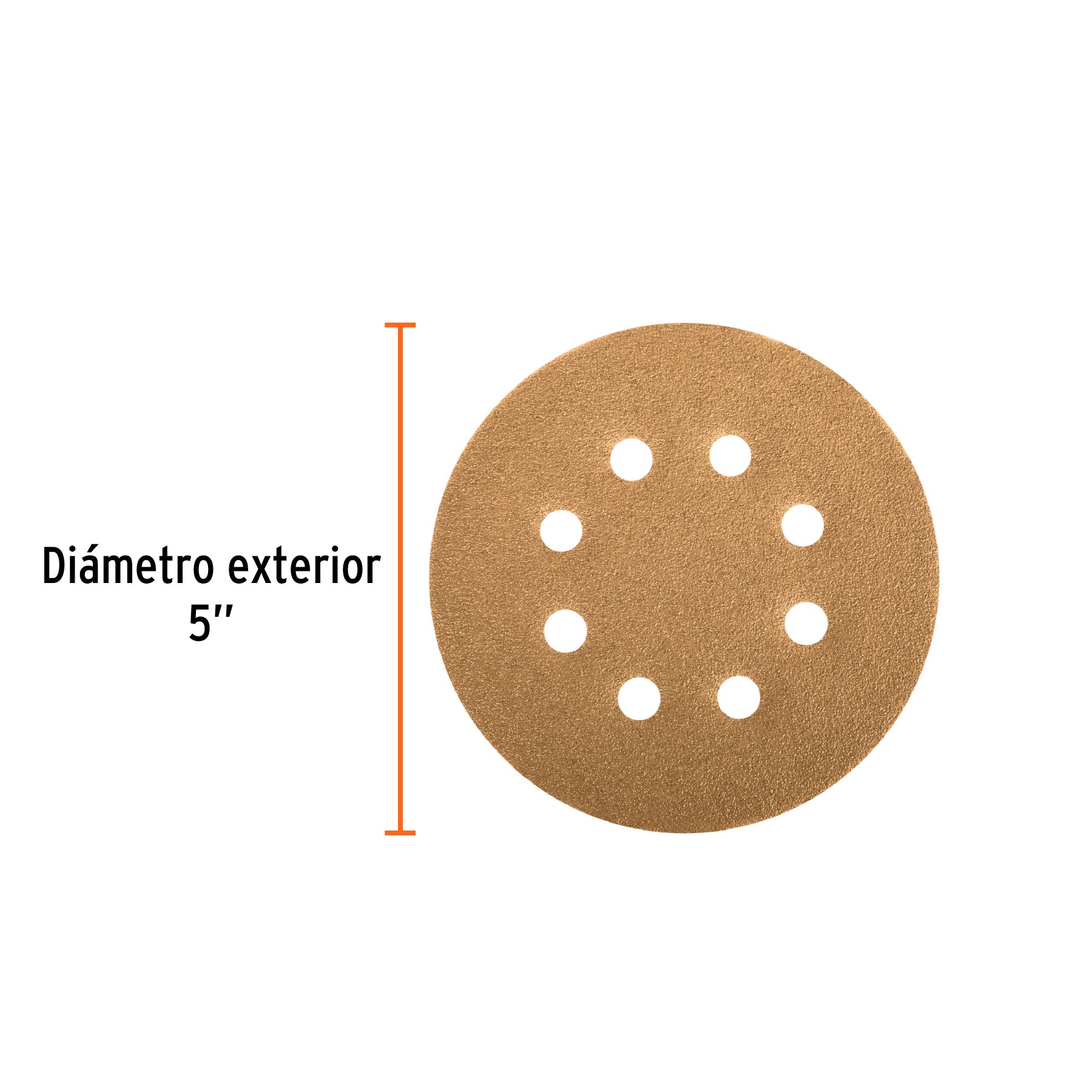 Discos de lija roto orbital 5", grano 80, 8 orificios, 5pzas