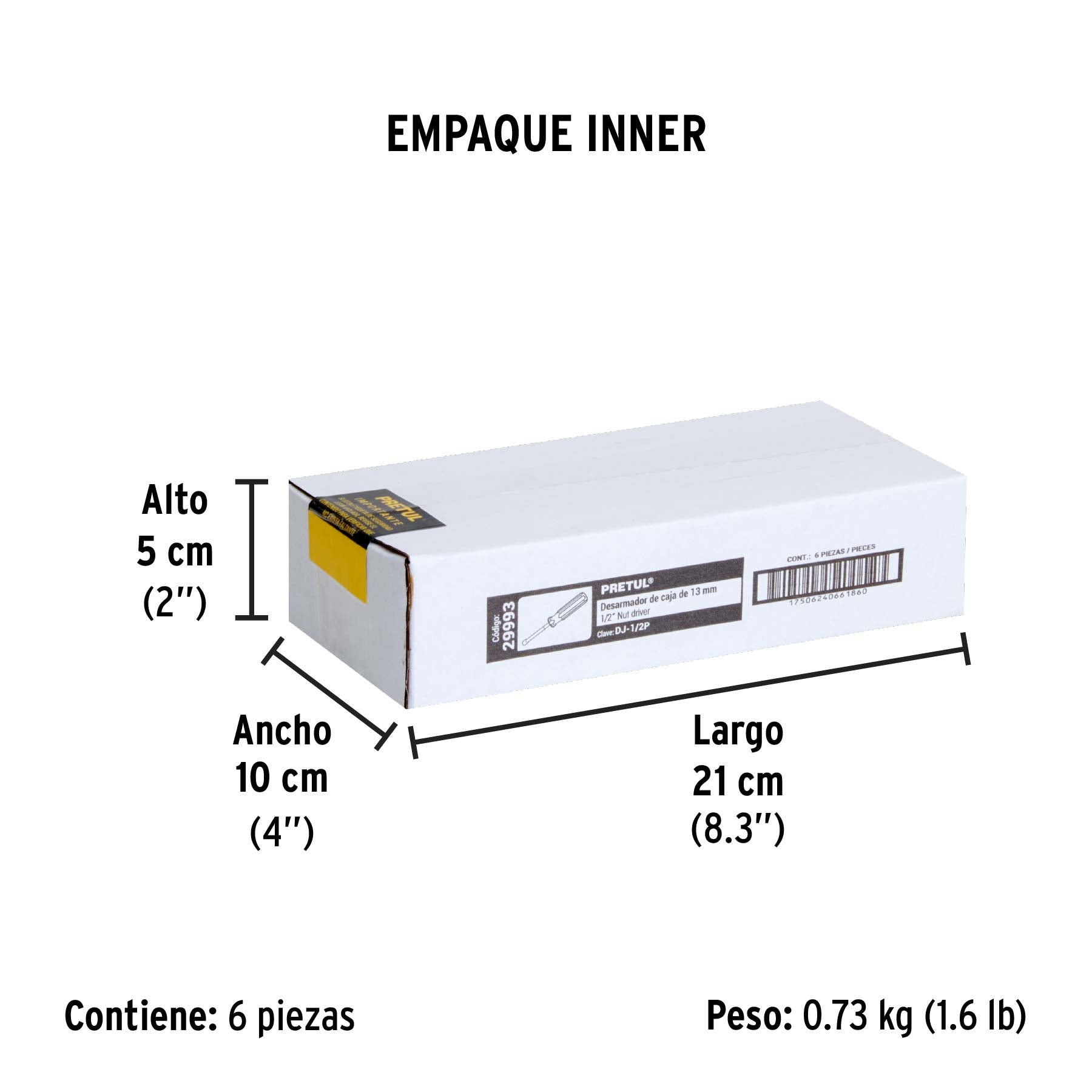 Desarmador de caja 1/2" mango de PVC Pretul