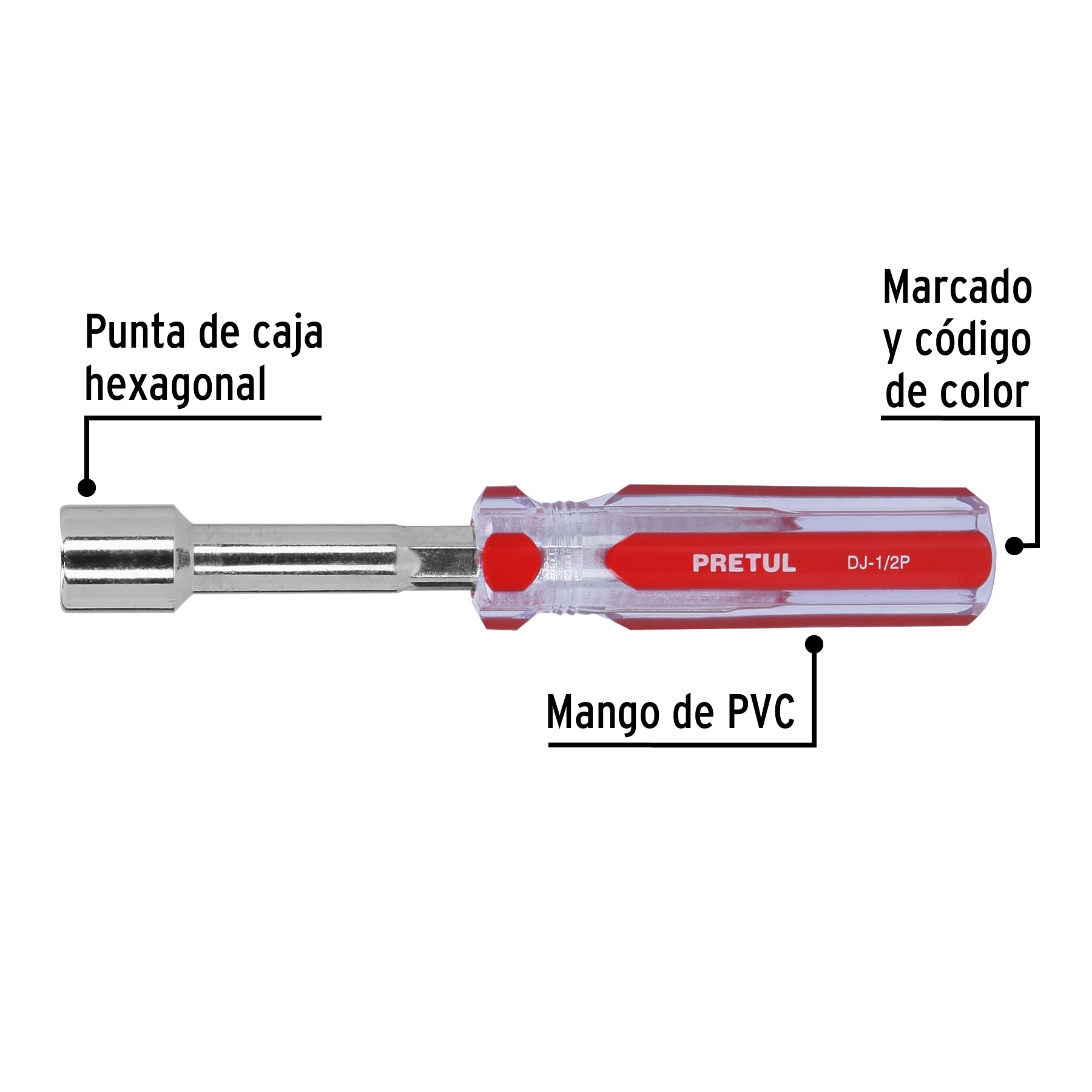 Desarmador de caja 1/2" mango de PVC Pretul