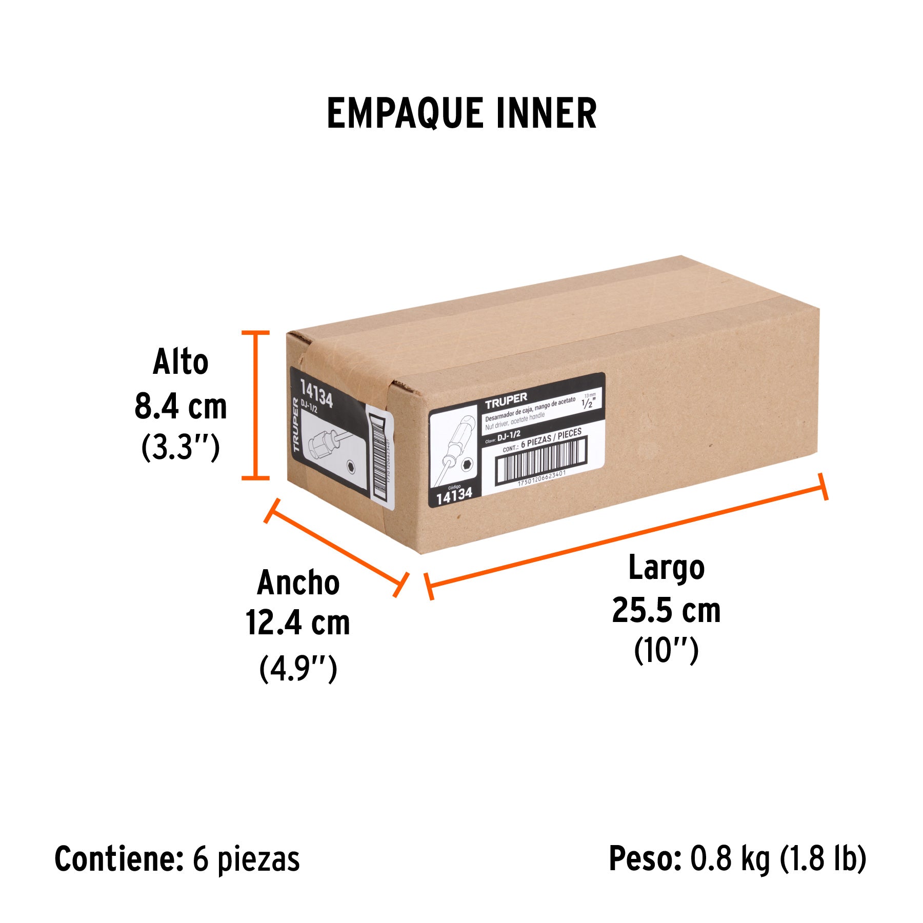 Desarmador de caja 1/2" mango de acetato
