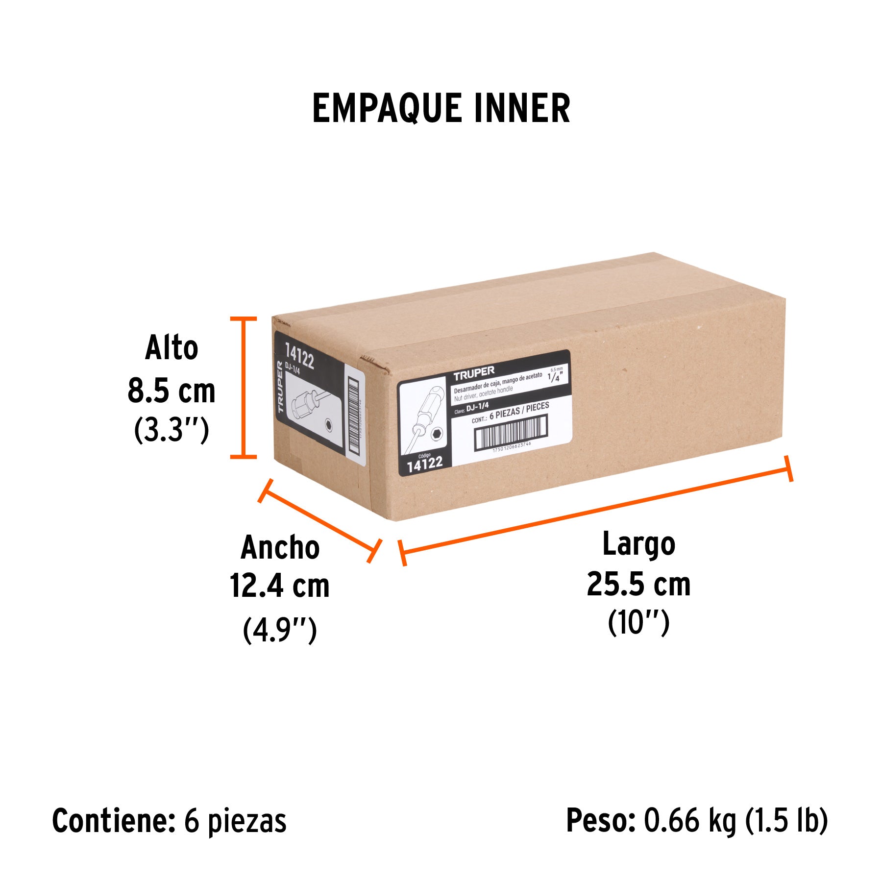 Desarmador de caja 1/4" mango de acetato