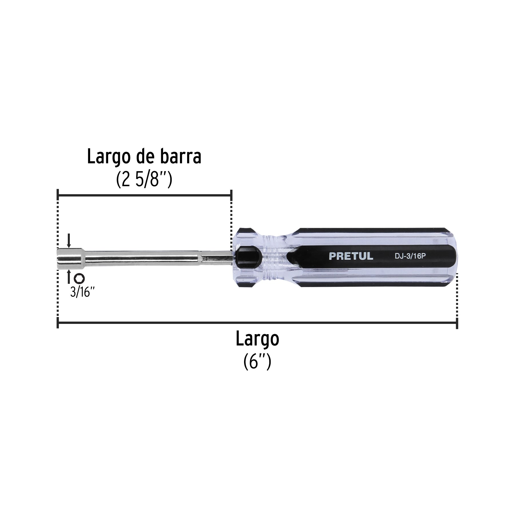 Desarmador de caja 3/16" mango de PVC Pretul