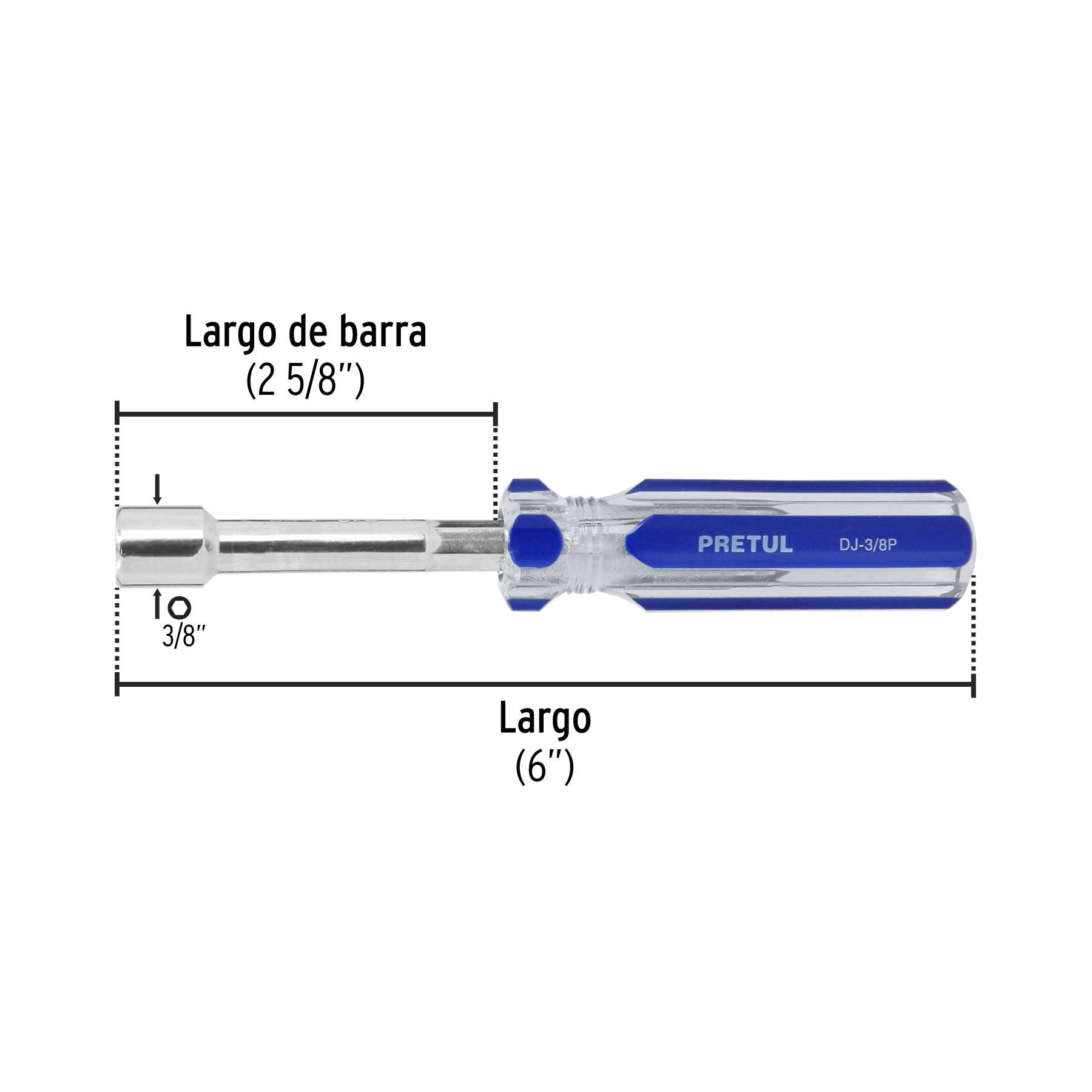 Desarmador de caja 3/8" mango de PVC Pretul