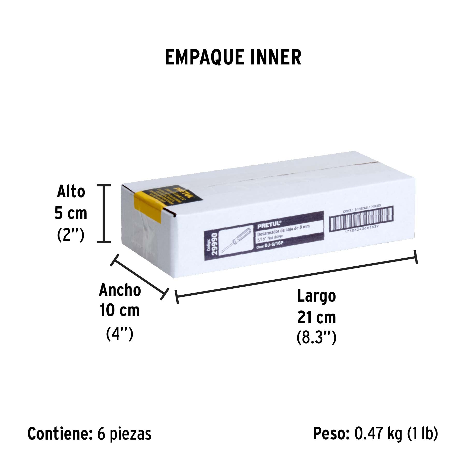 Desarmador de caja 5/16" mango de PVC Pretul